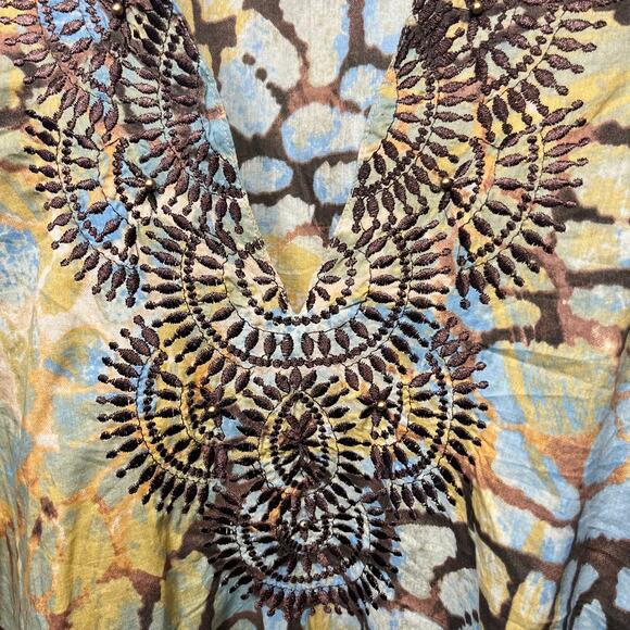 Charter Club Woman Tunic Boho Multi Color Embroidered Studded Aztec Casual 3X - Picture 2 of 7